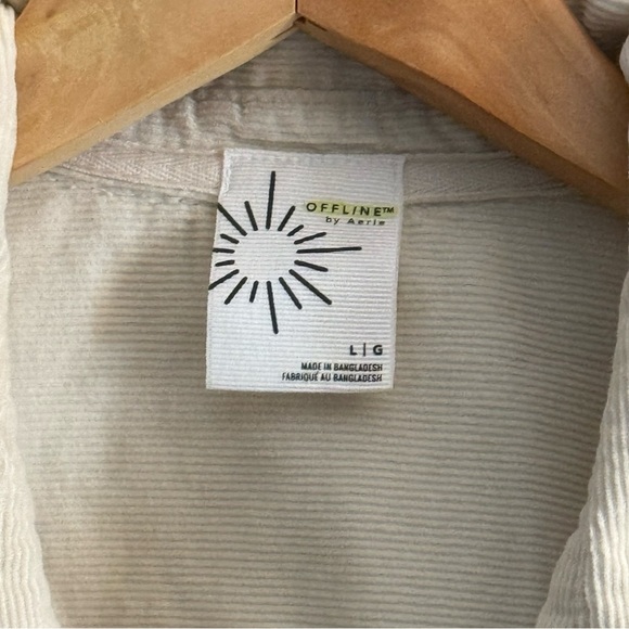 Offline by Aerie Me-Day Oversized Button Down Shirt Jacket in Cream - Size L - Picture 5 of 10